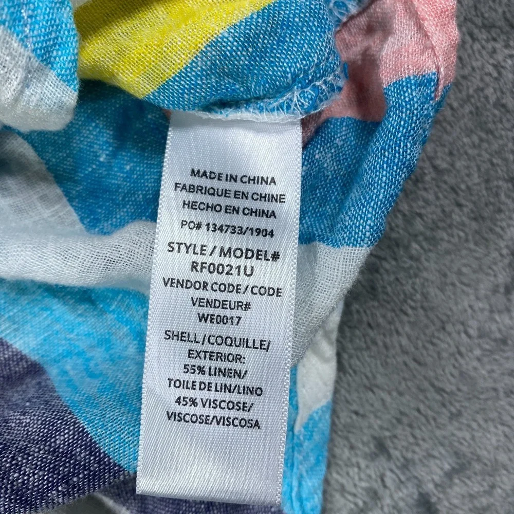 Splendid X Grey Malin Button Up Shirt Womens XL Vertical Stripes Linen Viscose